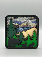 Mountain Suncatcher Window Sitter – Bear Forest Scene Decor