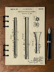 Oboe Patent Journal – Musician Notebook, Vintage Oboe Blueprint Design