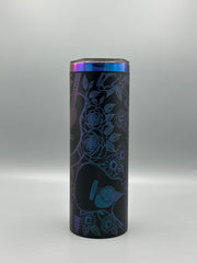 Laser Engraved Guitar & Floral Tumbler | 20oz Stainless Steel Music Lover Gift | Insulated Travel Cup with Straw