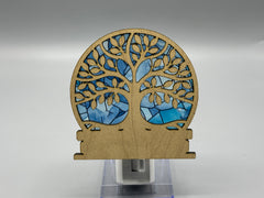 Tree of Life LED Night Light – Stained Glass Style Wood & Acrylic Night Light | Spiritual Home Decor | Handmade Ambient Lighting | 4"x4"