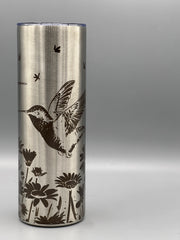 Hummingbird Wildflower Tumbler | 20 oz Insulated Stainless Steel Cup | Nature Inspired Laser Engraved Travel Mug