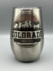 Colorado Mountain Engraved Wine Tumbler 14oz | Laser Engraved Colorado Gift | Keeps Drinks Hot & Cold (Copy)