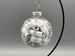 Large 4 inch Sheet Music Christmas Ornament  | Silver Accents