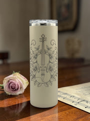 Violin Floral Tumbler – Music Lover or Orchestra Gift, Insulated Travel Mug