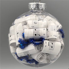 Large 4 inch Sheet Music Christmas Ornament  | Blue Accents