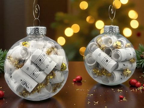 Large 4 inch Sheet Music Christmas Ornament  | Gold Accents