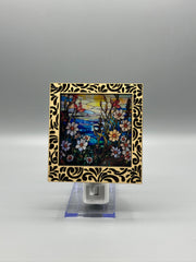 Damask Interchangeable LED Night Light – Stained Glass Style Acrylic Insert | Mountain & Floral Designs | Handmade Wood Frame | Cozy Ambient Lighting