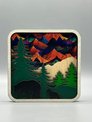 Mountain Suncatcher Window Sitter – Bear Forest Scene Decor