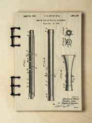 Oboe Patent Journal – Musician Notebook, Vintage Oboe Blueprint Design