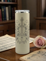Violin Floral Tumbler – Music Lover or Orchestra Gift, Insulated Travel Mug