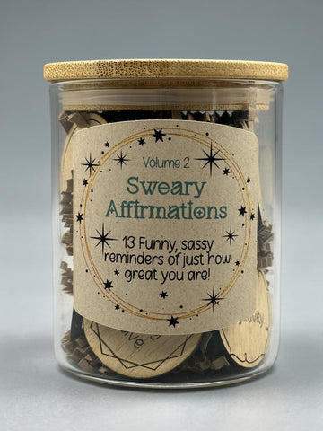 Sweary Affirmations Volume 2 – Funny Adult Affirmation Tokens in Jar – Sassy Self Care Gift – Snarky Confidence Boost