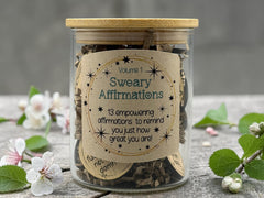 Sweary Affirmations – Volume 1 – Funny Adult Affirmation Tokens in Jar – Snarky Positive Affirmations Gift – Confidence Boosting Self Care