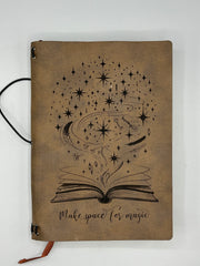 Refillable A5 “Make Space for Magic” Journal – Traveler Style Notebook, 200 Pages 100gsm Thick Paper, Ruled Lined, 5.5" x 8.1" Writing Journal