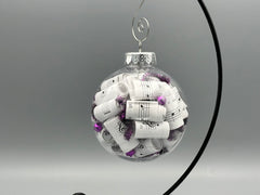 Large 4 inch Sheet Music Christmas Ornament  | Fuchsia Accents