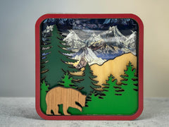 Mountain Suncatcher Window Sitter – Bear Forest Scene Decor