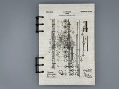 Flute Patent Journal – Musician Notebook, Vintage Flute Blueprint Design