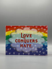 Love Conquers Hate Wood Art Box – Rainbow Inspirational Decor – Handmade Art