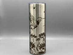 Hummingbird Wildflower Tumbler | 20 oz Insulated Stainless Steel Cup | Nature Inspired Laser Engraved Travel Mug