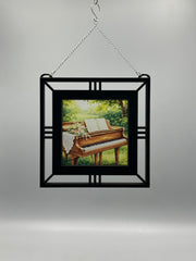 Piano Garden Suncatcher | Handmade Window Hanging | Acrylic & Wood Music Lover Gift |