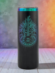Rock Guitar Tumbler 20oz | Laser Engraved Music Tumbler | Insulated Stainless Steel Cup | Guitar Gift for Musicians