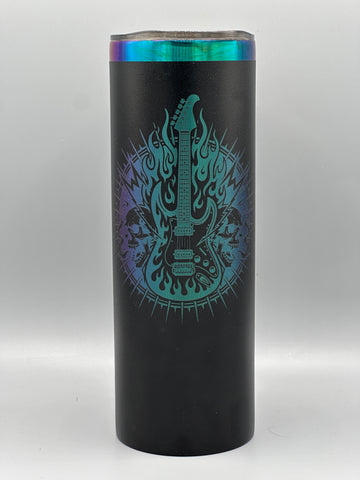 Rock Guitar Tumbler 20oz | Laser Engraved Music Tumbler | Insulated Stainless Steel Cup | Guitar Gift for Musicians