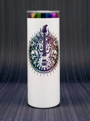 Rock Guitar Tumbler 20oz | Laser Engraved Music Tumbler | Insulated Stainless Steel Cup | Guitar Gift for Musicians