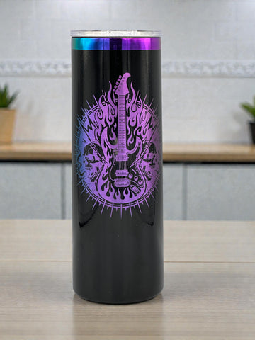 Rock Guitar Tumbler 20oz | Laser Engraved Music Tumbler | Insulated Stainless Steel Cup | Guitar Gift for Musicians