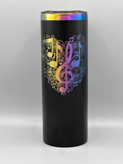 Treble Clef Music Note Heart Engraved Tumbler 20oz | Musical Gift for Musicians | Keeps Drinks Hot & Cold