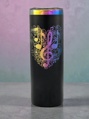 Treble Clef Music Note Heart Engraved Tumbler 20oz | Musical Gift for Musicians | Keeps Drinks Hot & Cold