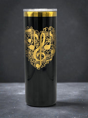 Treble Clef Music Note Heart Engraved Tumbler 20oz | Musical Gift for Musicians | Keeps Drinks Hot & Cold