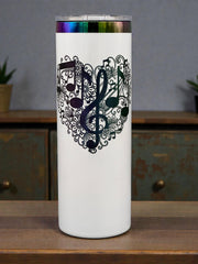 Treble Clef Music Note Heart Engraved Tumbler 20oz | Musical Gift for Musicians | Keeps Drinks Hot & Cold