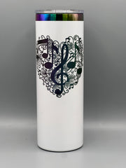 Treble Clef Music Note Heart Engraved Tumbler 20oz | Musical Gift for Musicians | Keeps Drinks Hot & Cold