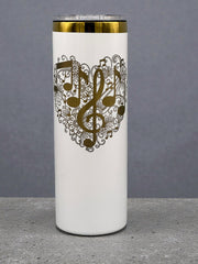 Treble Clef Music Note Heart Engraved Tumbler 20oz | Musical Gift for Musicians | Keeps Drinks Hot & Cold