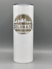 Colorado Mountain Engraved Tumbler 20oz | Laser Engraved Colorado Gift | Keeps Drinks Hot & Cold
