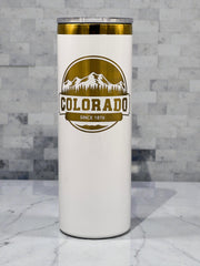 Colorado Mountain Engraved Tumbler 20oz | Laser Engraved Colorado Gift | Keeps Drinks Hot & Cold