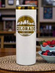 Colorado Mountain Engraved Tumbler 20oz | Laser Engraved Colorado Gift | Keeps Drinks Hot & Cold