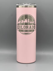 Colorado Mountain Engraved Tumbler 20oz | Laser Engraved Colorado Gift | Keeps Drinks Hot & Cold