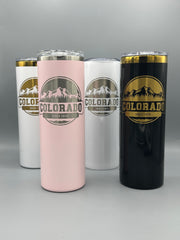 Colorado Mountain Engraved Tumbler 20oz | Laser Engraved Colorado Gift | Keeps Drinks Hot & Cold