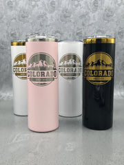 Colorado Mountain Engraved Tumbler 20oz | Laser Engraved Colorado Gift | Keeps Drinks Hot & Cold