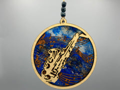 Handmade Saxophone Suncatcher | Faux Stained Glass Music Decor