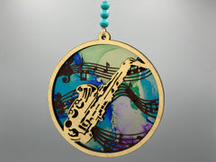 Handmade Saxophone Suncatcher | Faux Stained Glass Music Decor