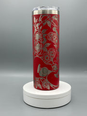 Laser Engraved Guitar & Floral Tumbler | 20oz Stainless Steel Music Lover Gift | Insulated Travel Cup with Straw
