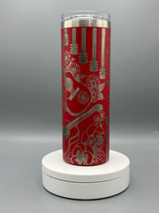 Laser Engraved Guitar & Floral Tumbler | 20oz Stainless Steel Music Lover Gift | Insulated Travel Cup with Straw