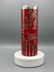 Laser Engraved Guitar & Floral Tumbler | 20oz Stainless Steel Music Lover Gift | Insulated Travel Cup with Straw