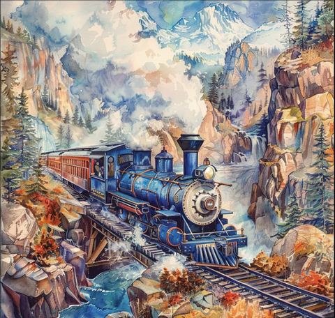 Watercolor Trains - Majestic Peaks