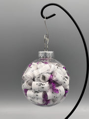 Handmade Music Ornament | Rolled Sheet Music, Fuchsia Accents