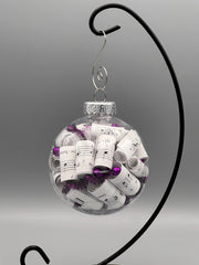 Handmade Music Ornament | Rolled Sheet Music, Fuchsia Accents