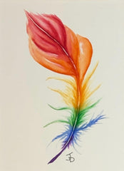 Rainbow Feather Art Print • 6x8 Watercolor Illustration (Matted to 9x12) • Jeanne Dunham Print