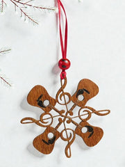 4.5" Guitar Snowflake Ornament with Ribbon & Bead | Music Lover Gift | Music Teacher Christmas Decor