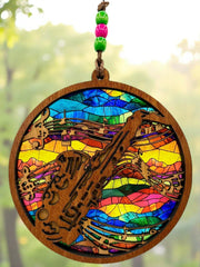 Handmade Saxophone Suncatcher | Faux Stained Glass Music Decor